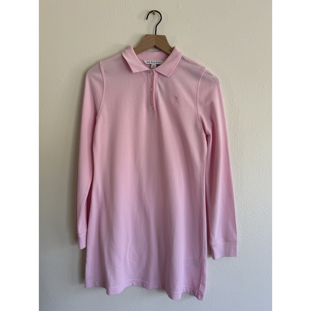 Brooks Brothers Polo Shirt Dress Girls XL Pink Long Sleeve Cotton Casual Preppy - Picture 1 of 8